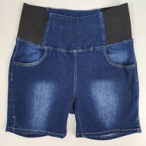 SHEIN Curve Womens 0XL 29x5.5" Jean Shorts Black Elastic Waist Pull-On High Rise